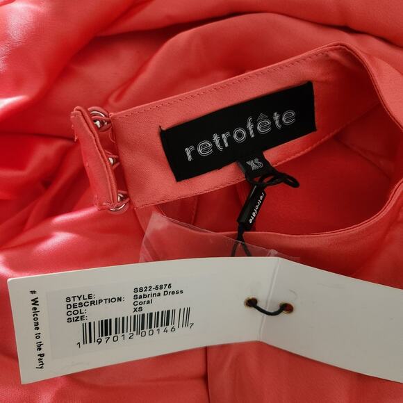 Retrofete Sabrina Dress in Coral Size XS Halter Open Back NWT Maxi Sleeveless - Picture 12 of 14